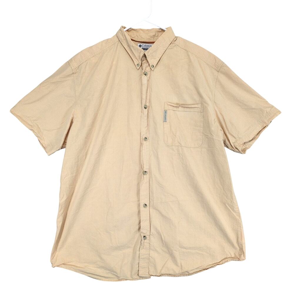 Columbia Men's XL Orange Grid Short Sleeve Button Down Shirt, Gorpcore‎ Outdoors